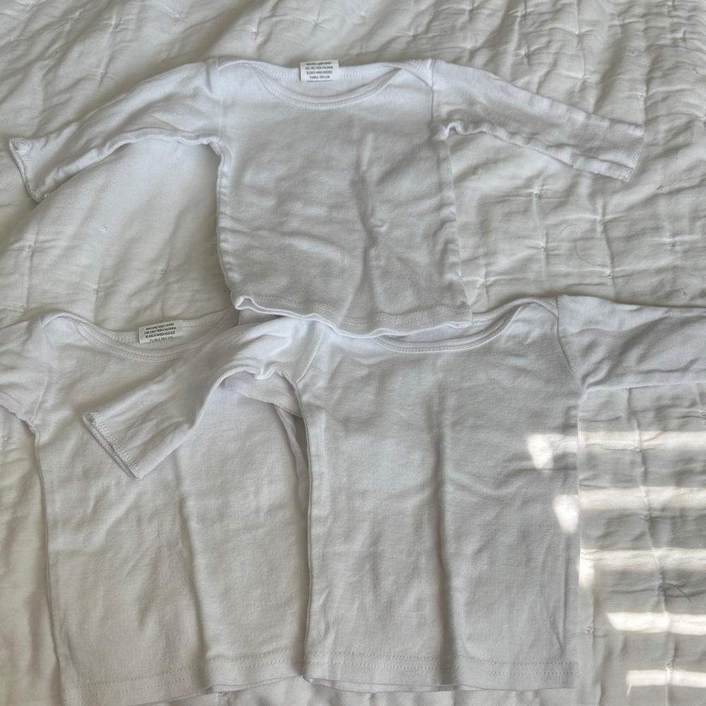 Newborn White Long-Sleeve Cotton Top - Pack